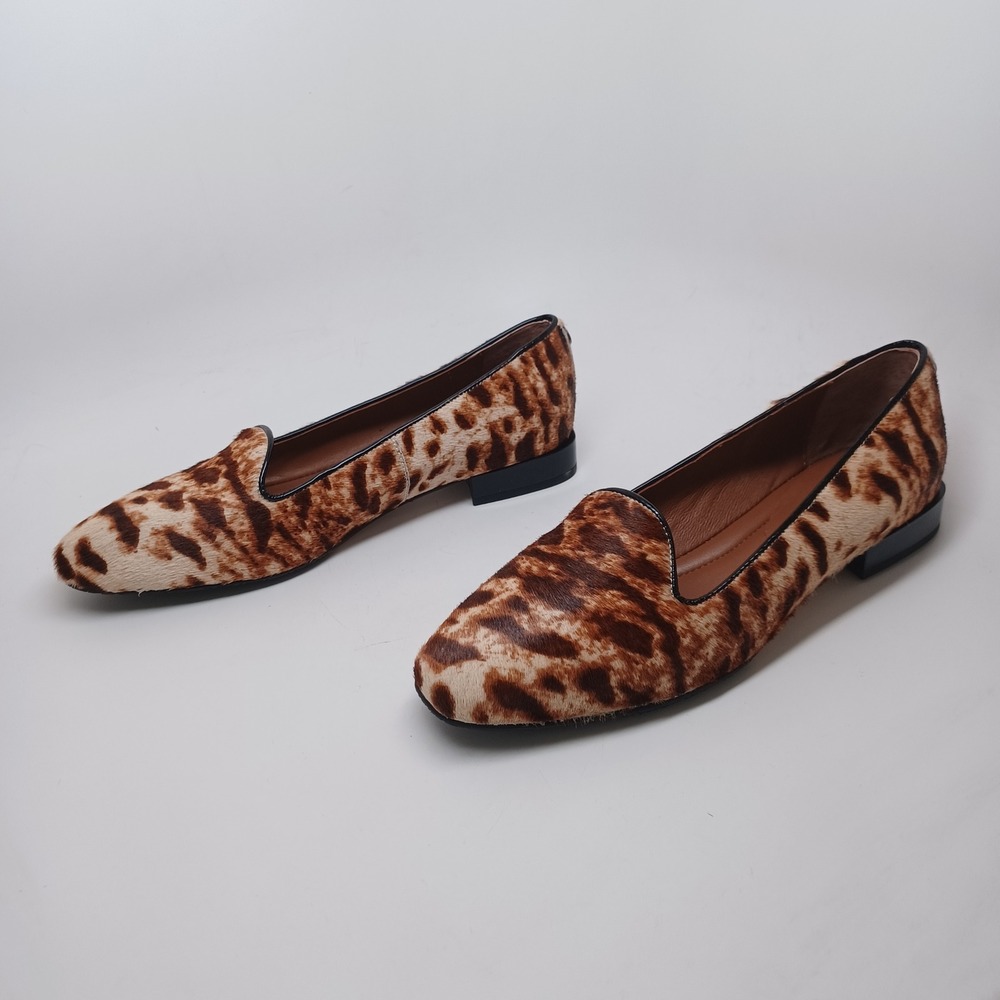 Donald Pliner Womens Leopard Calf Hair Reena Loafers Flats Brown Tan US 8.5 M - Picture 6 of 13
